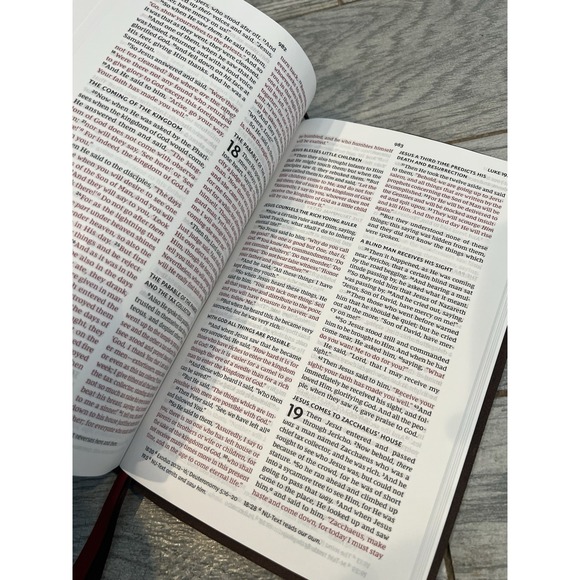 NKJV Thinline Holy Bible Genuine Leather Verse Art Cover Large Print Reference - Picture 7 of 12
